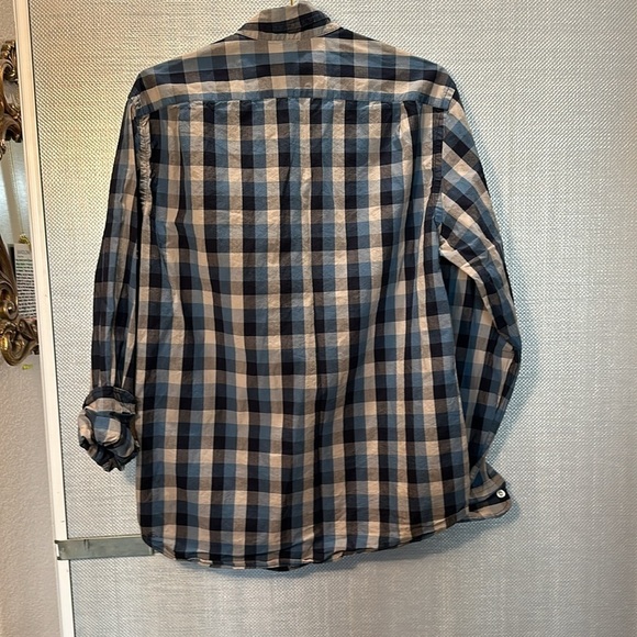 J Crew Factory Button-Down check plaid Blue long sleeve size M - Picture 4 of 10